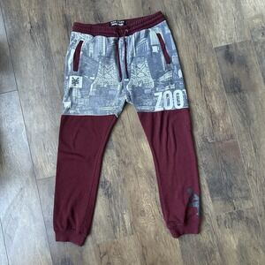 Zoo York Pants Mens Large Jogger Sweat Lounge Cargo Pocket Drawstring Red City